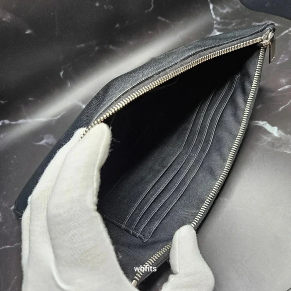 Yves Saint Laurent Black Leather Zipper Portfolio Clutch - Picture 6 of 12